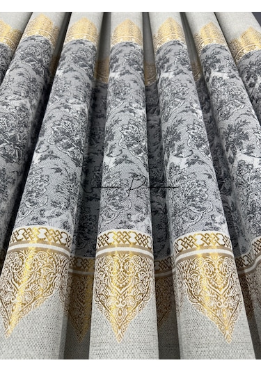 Fon Perde Pano Fonluk Nilo Desen - Açık Taş-gold-gri Çok Renkli