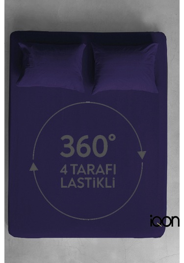 İqon Ranforce Dokuma Lastikli Çarşaf Takımı Tek Kişilik - 21 Renk Mor