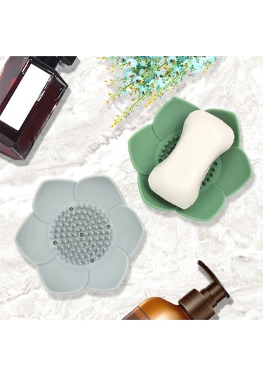 Banyo Ev Ve Yaşam Lotus Sabun Kutusu Sabun Tepsisi Tutacağı Kutu Konteyner, Yeşil