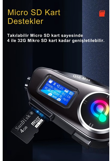Wearfitpro Q58 Max Led Ekranlı Motosiklet Kask Bluetooth Intercom