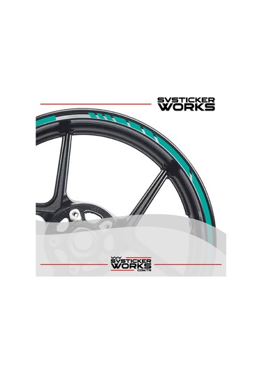 Motosiklet Jant Şeridi Jant Sticker Dekor Model Parçalı Desen Sticker Set Turkuaz