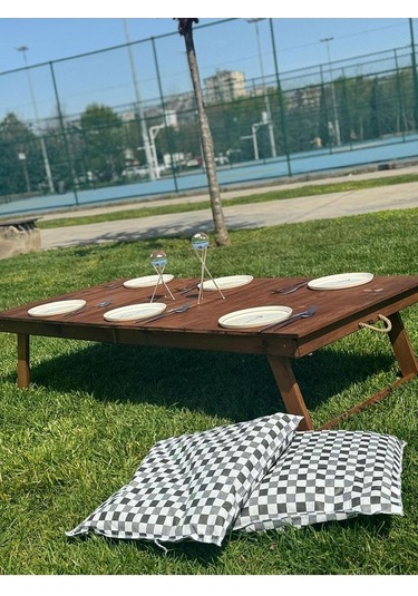 Kamp - Piknik - Balkon - Bahçe - Yemek Masası - Ceviz Renk - 2 Ka Ceviz