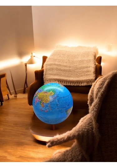 Masaüstü 360 Derece Dönen Işıklı Dünya