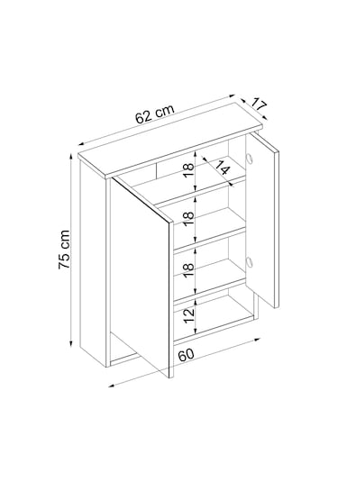 Banos Banyo Kulpsuz 2 Kapaklı Beyaz Mdf 62Cm Aynalı Banyo Üst Dlp Atlantik Çam - Beyaz