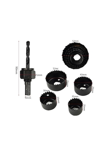 6 Parça Demir Ahşap Alçıpan Delme Buat Açma Seti 5023