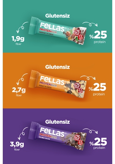 Fellas Protein Bar 4 Çeşit Karma Kutu 32 Gr x 12 Adet