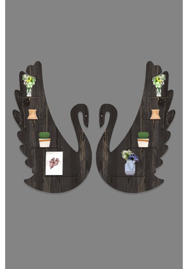 Kuğu Duvar Rafı Ahşap "8 Raflı Duvar Dekerasyonu" Mobilya