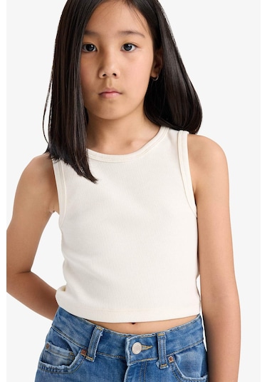 Defacto Kız Çocuk Bisiklet Yaka Basic Düz Atlet D9097a825hser100 Ekru