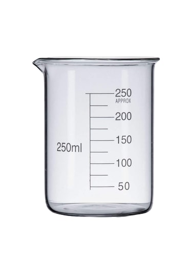 10 Adet - 250ml Taksimatlı Şeffaf Cam Beher