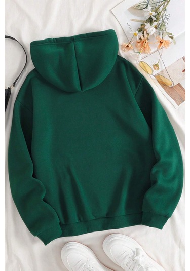 Minimal Line Drawing Baskılı Sweatshirt Yeşil