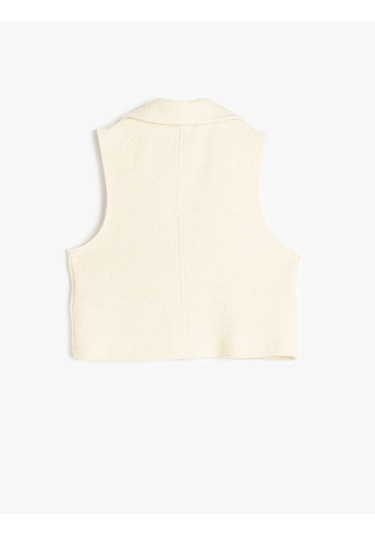 Koton Pamuklu Cep Detaylı Kruvaze Yaka Crop Tüvit Yelek Ekru 5skg60082ak Ekru