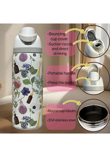 Brightnova White 32oz Paslanmaz Çelik Termos Sıcak Soğuk Korur Outdoor Macera Günlük Kullanım