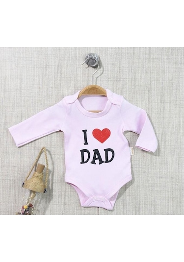I Dad Baskılı Çıtçıtlı Bebek Zıbın-4151-pembe Pembe