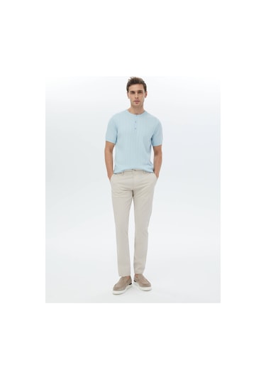 Kip Açık Mavi Hakim Yaka Jakarlı Triko Çok Renkli