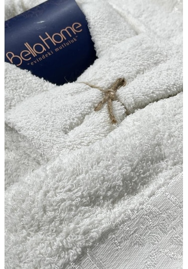 Platin Jakarlı 10 Parça Aile Bornoz Takımı Krem Pudra Çok Renkli