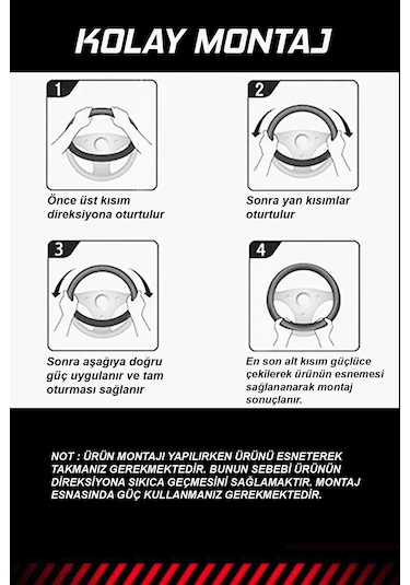Emka Lüks Geçmeli Direksiyon Kılıfı - Kokusuz - Noktalı Deri Siyah