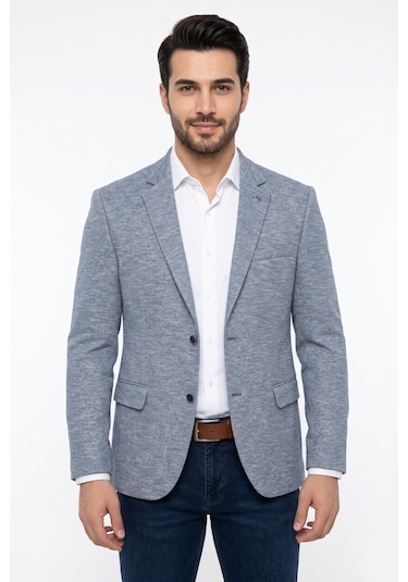Suitmen Erkek Tek Spor Ceket 4 Drop Çift Yırtmaçlı Mevsimlik Bgl-st05331 Mavi
