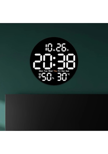 Reedark 10 İnç Dijital Duvar Saati - Sıcaklık, Nem Ve Takvim Gösterimi - Sessiz Fonksiyonlu - Ev, Ofis İçin Modern Beyaz Tasarım Diğer