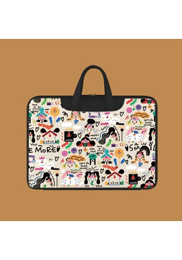 Peanuts White Dog Optik Deri Dizüstü Bilgisayar Kılıfı 14 İnçe Kadar Taşınabilir Koruyucu Çanta Fermuarlı L, Diğer