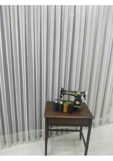 Tül Perde Çizgili Sade Ve Spor Dökümlü Pile Duruşuyla (307535162)