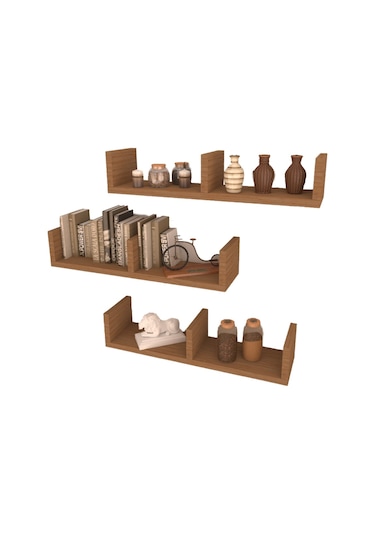 Rafkestir 3 Lü Atalanta Duvar Raf Seti Bambu ( Mat )