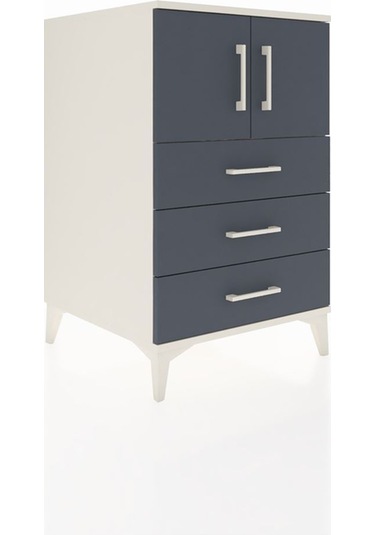 Kronos Komodin Tek Raflı 3 Çekmeceli 2 Kapaklı 60x59x96 Aytaşı-antrasit Aytası