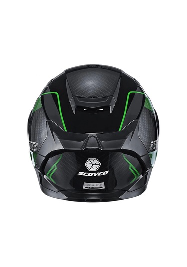 Balaklava + Scoyco FF-871 Ghost Güneş Vizörlü Kapalı Kask Siyah - Yeşil