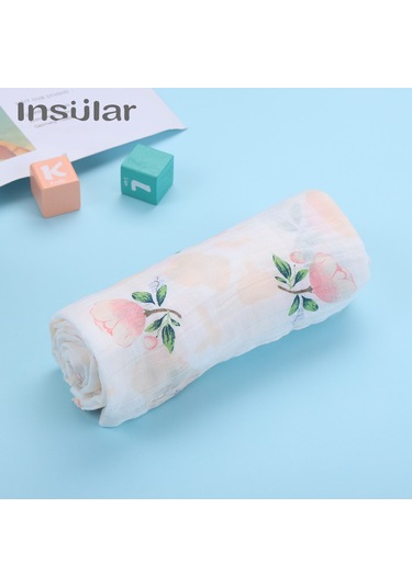 Moveevo Insular Bambu Elyaf Bebek Gazlı Bez Kundak Yumuşak Nefes Alabilen Bebek Emzirme Battaniyesi 130 110cm Gül Beyaz