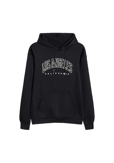 Los Angles Baskılı Sweatshirt Siyah