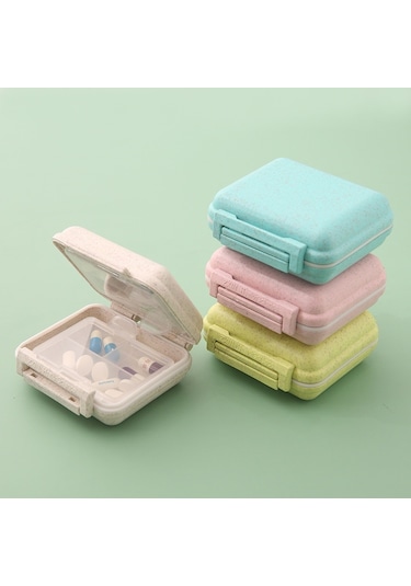 Sones Js0018 Buğday Taşınabilir Mühürlü Hap Kutusu 6 Bölmeli Hap Sağlık Bakım Kutusu Pembe