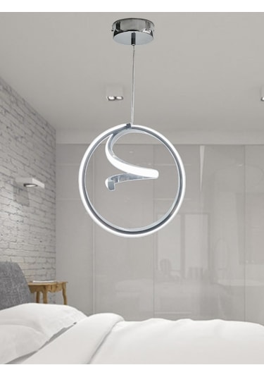 Renkoled Aydınlatma 3 Renk Işıklı Modern Sarkıt Led Avize Krom Kasa Krom