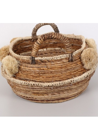 Abaka Ponponlu Sepet 45x35x30 Cm Naturel