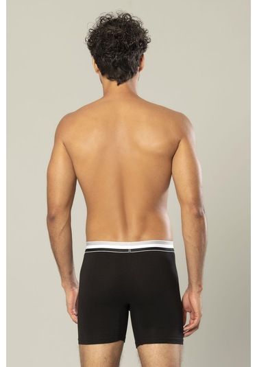 Erdem Siyah Pamuk Elastan Uzun Boxer 1415 Siyah