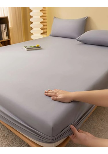 Totem Ranforce Pamuklu Gri Yastık Kılıflı Lastikli Çarşaf