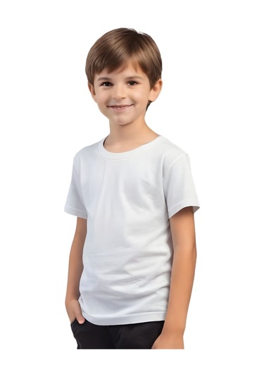 3'lü Unisex Çocuk Düz Yeşil-beyaz-gri Kısa Kollu Tişört Çok Renkli