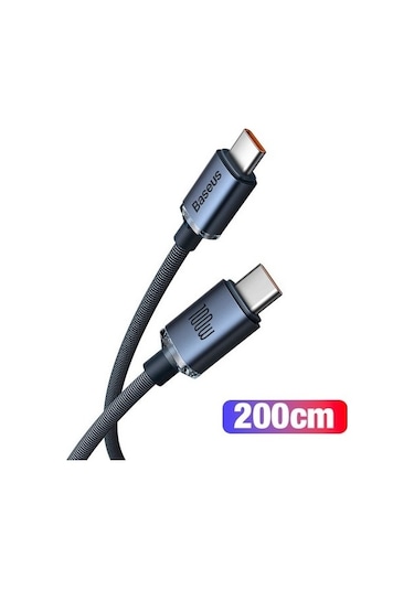 Baseus Crystal Shine 100 W 2 M Type-C To Type-C Hızlı Şarj Data Kablosu