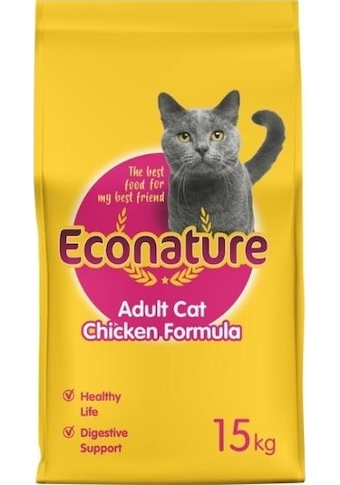 Econature Tavuklu Yetişkin Kedi Maması Sarı Ambalaj 15 KG