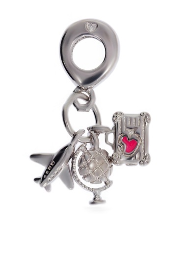 Celikchi Kadın Seyahat Temalı Uçak Valiz Dünya Model Gümüş Charm