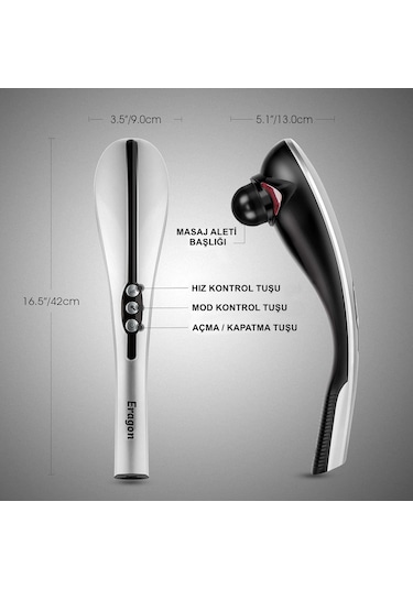Eragon Handheld 6 Modes Boyun Bel Sırt Karın Bacak Vücut Masaj Aleti Gri