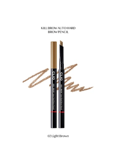 İnce Altıgen Uçlu Kaş Kalemi Clio Kill Brow Auto Hard Brow Pencil 02 Light Brown