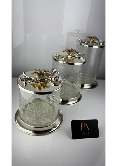 Çay Kahve Şekerlik Kavanoz Sunumluk Söz Nişan Kız İsteme Çikolatalık Dekoratif Obje Biblo Süs Eşya Çatlak Görünüm Gümüş