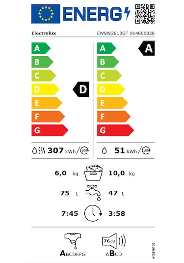 Electrolux EW8W261BGT  6 KG 10 KG 1600 Devir Kurutmalı Çamaşır Makinesi
