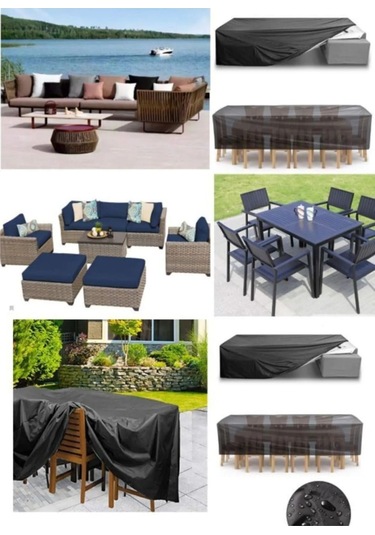 Siyah Bahçe Mobilya Koruma Örtüsü Branda 300x160x80 Cm-santimetre, Su Geçirmez, Güneşten Korur Diğer