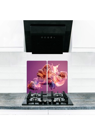 Cam Ocak Koruyucu ve Kesim Tablası Civa (60cm x 52cm) 2 Parça, 4