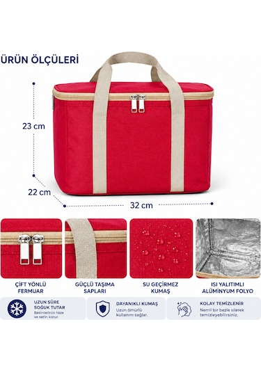 15 Lt Termal Buzluk Çanta- Soğutucu Çanta-354 Kırmızı