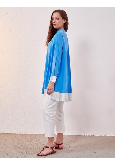 Patı Gizli Hakim Yaka Tunik-gök Mavi Gök Mavi