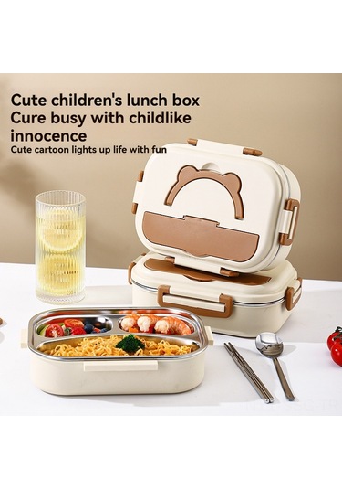 Springsun 316 Tıbbi Kalite Paslanmaz Çelik Isı Saklama Bento Kutusu, 3 Bölmeli 500ml, Öğrencilere Ve Ofis Çalışanlarına Uygun, Kaşık-çatal Seti İle Sarı