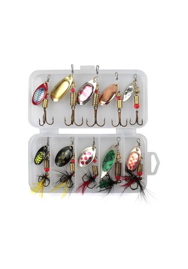 Springsun Hafif Metal Yapay Yem Seti - Döner Pul Desenli, 3 Kancalı, Balık Çekici