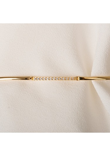 Gümüş Bileklik - Sıra Taşlı Modern Tasarım Şık 925 Ayar Gümüş Bileklik Gümüş