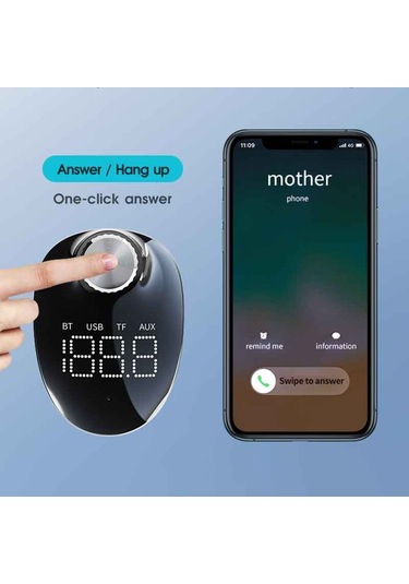 Rock Space B302 18w Qc3.0 Çift Usb Dijital Ekran Bluetooth Araç Şarj Cihazı, 64gb U Disk Ve Tf Kart Desteği / Fm / Aux / Ahizesiz Arama Siyah